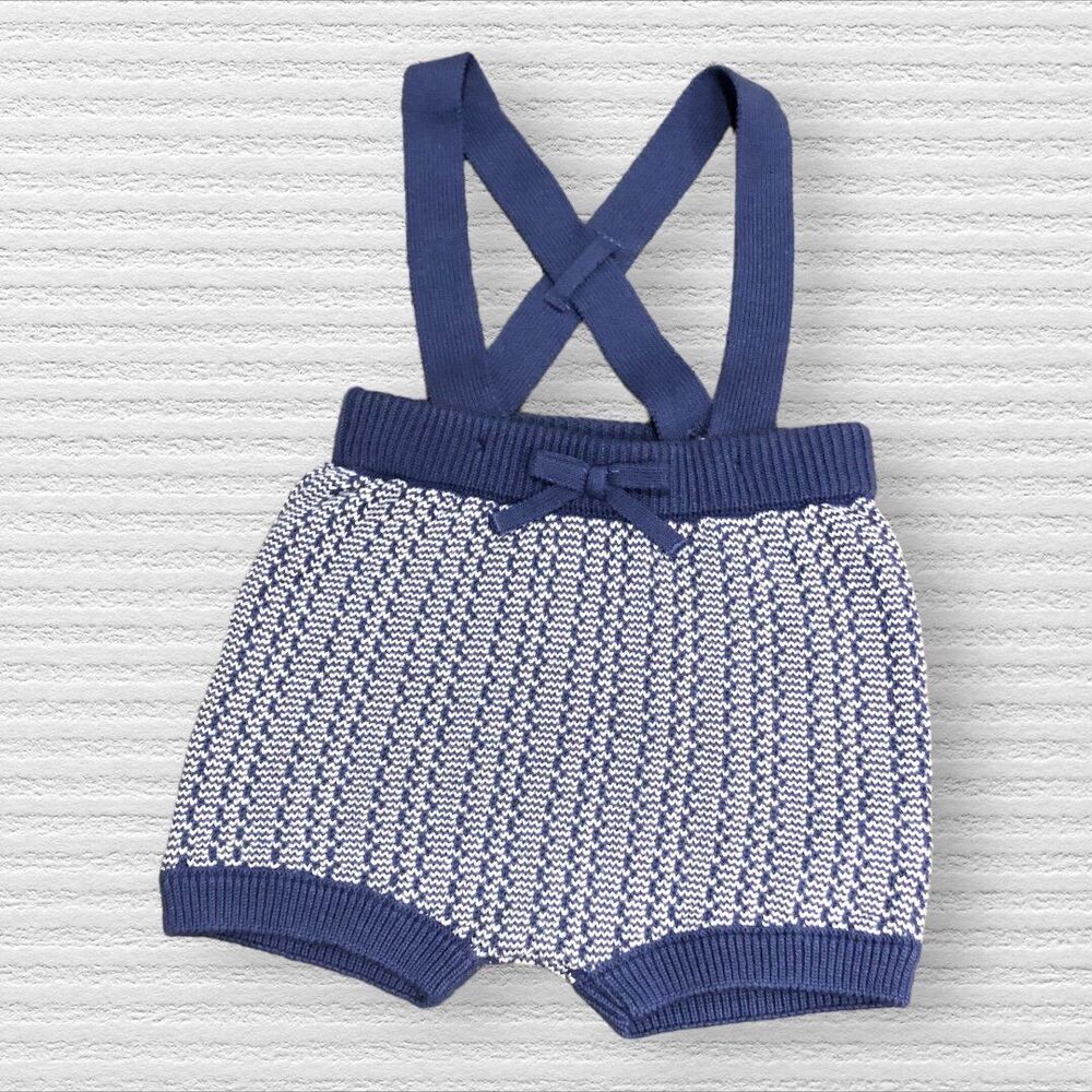 Cat & Jack 0-3m Blue Knit Suspender Shorts